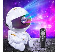 Carehabi Astronauta cielo stellato Proiettore astronauta con proiettore astronauta LED con 26 nebbia e modelli a stella, girevole a 360° per bambini e adulti