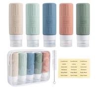 Carehabi Bottiglie da 100 ml da riempire, 5 bottiglie da viaggio in silicone per shampoo, gel doccia, cosmetici, bottiglie da viaggio