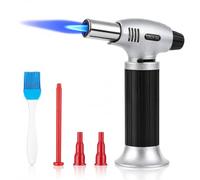 Carehabi Cannello da Cucina Ricaricabile Bruciatore a Gas Regolabile con Blocco di Sicurezza per Crème Brûlée, Dolci, Barbecue e Bricolage（Gas Butano Non Incluso）