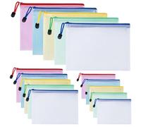 Carehabi Cartellina portadocumenti colorata A3 + A4 + A5, 15 pezzi impermeabile Document Case, sacchetto in rete con chiusura lampo, tasca con cerniera per documenti, cosmetici (3 misure)