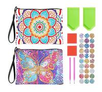 Carehabi Diamond Painting Beauty Case 2pcs DIY Diamond Painting Bag with Strass Bag Polso Donna Trucco Borsa Da Viaggio Vita quotidiana Mandala e Farfalla