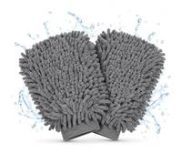 Carehabi Guanto Lavaggio Auto 2 Pezzi 25x18cm Spugna Auto Microfibra Doppia Faccia Antigraffio per Pulizia Moto e Finestre