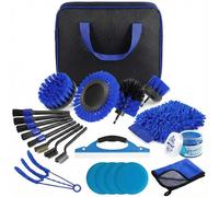 Carehabi Kit Pulizia Auto 22 Pezzi - Set Spazzole Trapano, Pennelli Detailing & Panno Microfibra - Kit Lavaggio Auto Professionale Interni ed Esterni per Cerchioni, Sedili e Cruscotto