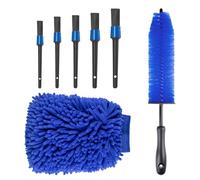 Carehabi Kit Pulizia Auto 7 Pezzi Spazzola Lavaggio Auto Pulizia Interni Auto Spazzola per Cerchi in Microfibra per Lavaggio e Cura dell'Auto