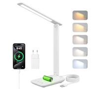 Carehabi Lampada da scrivania a LED, lampada da tavolo dimmerabile, lampada scrivania a LED ricaricabile con 5 colori e 5 livelli di luminosità, con porta di ricarica USB, controllo touch
