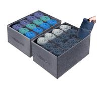 Carehabi Organizzatore di Divisori per Abbigliamento Set di 2, Scatola Pieghevole per Armadio a 24 Celle in Rete, Organizzatore di Cassetti di Grande Capacità per Maglione Pantaloni Biancheria Intima