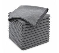 Carehabi Panni in Microfibra 12 Pezzi Microfibra Panni Pulizia 32 X 32 cm | Panni Microfibra Riutilizzabili Cucina Panno Microfibra Super Assorbenti Senza Pelucchi Stracci Microfibra - Grigio