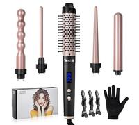 Carehabi Piastra Onde per Capelli e Ferro Arricciacapelli 5 in 1, 5 Testine Intercambiabili 9 mm, 9-18 mm, 19 mm, 32 mm e Spazzola Termica, 4 Temperature 160-230°C, LCD, Riscaldamento 10 s