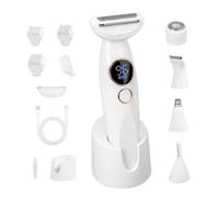 Carehabi Rasoio Elettrico Donna 5 in 1, Rasoio Intimo Donna Ipx7 Impermeabile, con stazione di ricarica USB, trimmer da donna per viso corpo sopracciglia zona bikini