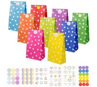 Carehabi Sacchetti di carta di compleanno per bambini, 40 sacchetti di carta e 82 adesivi, 24 x 13 x 8 cm, sacchetti di caramelle per confezionare regali, regali di compleanno per bambini