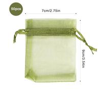 Carehabi Sacchetti regalo di Natale, sacchetti in organza, sacchetti regalo, in organza, per matrimoni, 50 pezzi, 7 x 9 cm, verde