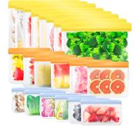 Carehabi Sacchetti Riutilizzabili 20 Pezzi Sacchetti Ermetici per Alimenti Bustine Trasparenti Richiudibili Contenitori Ermetici per Alimenti per Frutta Verdura Carne