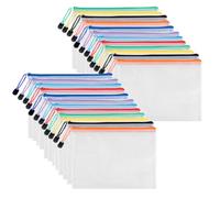 Carehabi Sacchetto di Zip 24 Pezzi A5 Impermeabile Trasparente, Buste Plastica Richiudibili, Cartelline Porta Documenti Viaggio per Ufficio Scuola, Organizzazione Ricevute Cosmetici
