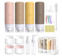 Carehabi Set di 19 bottiglie da riempire, 4 bottiglie da viaggio in silicone da 100 ml, da viaggio aereo, da 30 ml, bottiglia spray, piccole lattine per shampoo, gel doccia, liquidi cosmetici, gadget