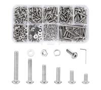 Carehabi Set di 500 viti e dadi M3, viti esagonali in acciaio inox M3 x 6, 8, 10, 12, 16, 20 con chiave esagonale