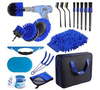 Carehabi Set di Pulizia per Auto, 22 Pezzi, per Interni dell'auto, per la Cura dell'auto, per Interni ed Esterni, Bocchetta di Ventilazione, cruscotto, Motore Ruote