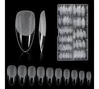 Carehabi Unghie Tips Set, 500 Pezzi di Punte Per Unghie Finte Acriliche Artificiali con Custodia per Studi di Unghie e Nail art Fai da te a Casa 10 Misure(Semi smerigliato)