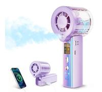 Carehabi Ventilatore manuale con raffreddamento ad acqua, 30000 giri/min, mini ventilatore batteria 3000 mAh, 1 - 100 livelli, piccolo ventilatore portatile con display a LED, silenzioso USB, per