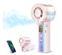 Carehabi Ventilatore manuale con raffreddamento ad acqua, 30000 giri/min, mini ventilatore batteria 3000 mAh, 1 - 100 livelli, piccolo ventilatore portatile con display a LED, silenzioso USB, per