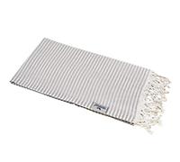 Carenesse Asciugamano di Hammam STRISCIA grigio 100% cotone 90 x 180 cm | leggero e delicato peshtemal, asciugamano sauna, telo bagno, telo mare, asciugamano zaino in spalla, fouta