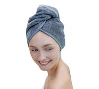 Carenesse Capelli Turbante antracite, 100% cotone, 24 x 70 cm, asciugamano capo, asciugamano per capelli, turbante per capelli