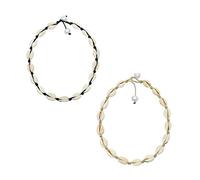 CAREOR Collana girocollo con conchiglie naturali, collana regolabile con conchiglie puka, set di braccialetti hawaiani per donne, uomini, ragazze e signore, One Size Fits All (Necklace only