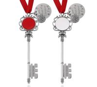 CAREOR Set di 2 chiavi magiche di Babbo Natale, ornamenti per albero di Natale, caminetto, decorazioni per la casa, decorazioni vintage da appendere per le vacanze, regalo per la famiglia (A)