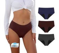 Carer 3 Pezzi Mutande Mestruali con Assorbente Istantaneo da 50ML, Slip da Ciclo Lavabili e Riutilizzabili per Flusso Abbondante Blu, Bordeaux e Grigio Taglia 3XL