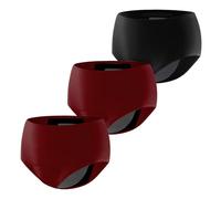 Carer Confezione da 3 Culotte Incontinenza Donna, Culotte Mestruali per Flusso Abbondante Riutilizzabili con Cuscinetto Assorbente da 150 ml 2 rosso scuro e 1 nero Taglia XXL