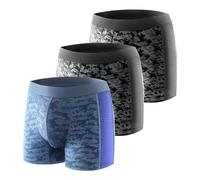 Carer Confezione di 3 Boxer per Incontinenza Maschile, Traspiranti e alla Moda con 80 ml Assorbente per Perdite di Urina Lieve Incontinenza Nero e Blu Taglia 3XL