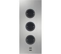 CARESSI Elemento presa 3ST29 3 prese Schuko 2 caricabatterie USB in acciaio inox