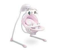 CARETERO - Altalena elettrica per bambini, sdraietta per bambini Raffi, per bambini piccoli, sedile girevole, schienale regolabile, velocità di dondolamento regolabile - Rosa