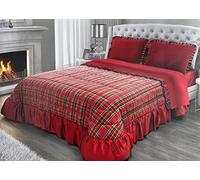 CAREZZE Trapunta Piumone Matrimoniale Invernale Natalizio Disegno Tartan In Cotone Con Volant 260x260cm