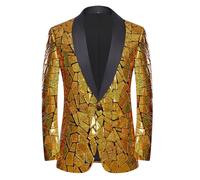 CARFFIV Fai una Dichiarazione audace con Il Nostro Blazer di Paillettes da Uomo - Perfetto per Matrimoni,Feste,Gold,S
