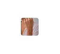 Carffordo 2 braccialetti a catena a mano in oro 14 k con anello delicato braccialetto cubano zircone anello braccialetto roba essenziale gioielli alla moda alla moda per le donne, 6.5, Ottone, Nessuna