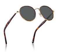 Carfia Eleganti Occhiali da Sole da Donna Polarizzati 100% UV Protezione 100%, Occhiali Rotondi con Aste Elastiche Leopardate CA19492