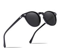 Carfia Retro Rotondi Occhiali da Sole da Donna Polarizzati UV400 Protezione, Cornice Nera Lenti Grigio