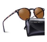 Carfia Retro Rotondi Occhiali da Sole da Donna Polarizzati UV400 Protezione, Cornice Tartarugati Lenti Marrone