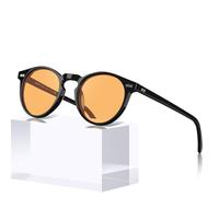 Carfia Retro Rotondi Occhiali da Sole da Donna Polarizzati UV400 Protezione, Montatura Nera Lenti Arancione