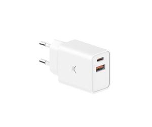 CARGADOR 30W DUAL (USB A + C) KSIX BLANCO