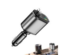 Cargador De Coche Starry Sky - Enchufe Convertidor Con Luz Ambiental De Estrellas | Carga Rápida Con Cable Retráctil Doble Oculto USB-C PD | 3.1A, Para Autocaravana Camión Viajes Conductor