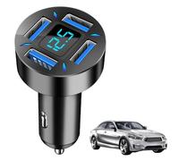 Cargador De Coche USB C - Adaptador De Carga Rápida 66 W, Cargador USB De 4 Puertos, Cargador PD QC 3.0 | Pantalla Digital LED Con Monitoreo De Voltaje De Batería, Estación De Carga Para Teléfonos