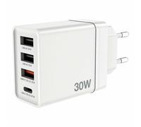 Cargador de Pared GaN Verbatim CHR-30EU2- 1xUSB Tipo-C- 3xUSB- 30W - Nouvo