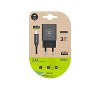 CARGADOR DOBLE + CABLE MICRO USB TECH ONE TECH ANDROID/NEGRO TEC2421
