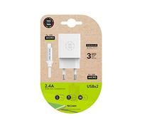 CARGADOR DOBLE + CABLE MICRO USB TECH ONE TECH PARA ANDORID/BLANCO TEC2401