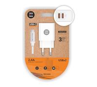 CARGADOR DOBLE + CABLE USB-C TECH ONE TECH BLANCO ALTO RENDIMIENTO 2,4A/BLANCO TEC2403