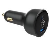 Caricabatterie Auto Gembird TA-UC-AC2PD65LCD-CAR-01 30W USB-C PD 65W + USB-A QC 3.0 Nero