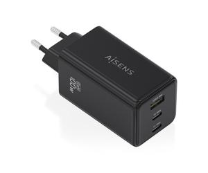 Cargatore GaN AISENS ASCH-100W3P052-BK 100W 2xUSB-C PD3.0 QC5.0 1xUSB-A QC3.0 Nero