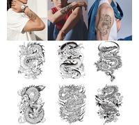 CARGEN 6 Fogli Tatuaggio Braccio Tatuaggi Temporanei Semipermanenti Tatuaggi Grandi Polso Drago Inchiostro Adesivo, Impermeabile, Lunga Durata, Incisione Adesivo Tatuaggio Adesivo Corpo Uomo