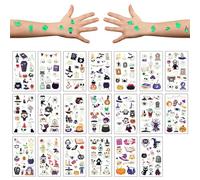 CARGEN Halloween Tatuaggi Temporanei per Bambini - 20 Fogli 268 Modelli Divertenti Decorazioni per Feste di Halloween Bomboniere Forniture Piccoli Carini Tatuaggi Fosforescenti per Bambini Adolescenti